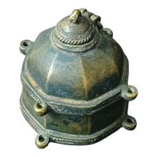 1850's Antique Handcrafted Brass Unique Shape Inkpot , Old Collectible picture