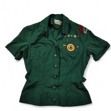 Vintage 60s Girl Scouts Uniform Top Shirt with Original Patches 1960's picture