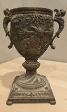 Antique Victorian Bronze Figural Urn Vase Rabbit Child Cherub Handles picture