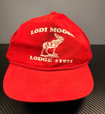 Vintage Lodi Moose Lodge #1971 Red Mesh Snapback Rope Hat Trucker Hat Cap picture