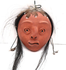 Northwest Coast Pottery Mask Art Huron Village Signed Vtg Native American Indian picture