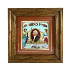 Antique 1920s America’s Pride George Washington Embossed Cigar Box Label Framed picture