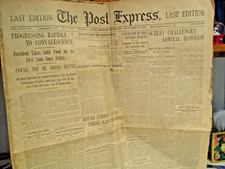 NEWSPAPER: President McKinley Doing Better 9/12/01- Post Express Rochester N.Y. picture