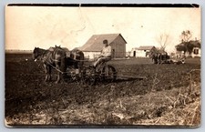 Man on Unique Farming Device Olds Alberta Canada c1910 Real Photo RPPC picture