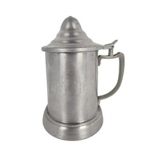 Vintage Apex Quality Aluminum Beer Stein Glass Bottom Lidded Tankard Engraved picture