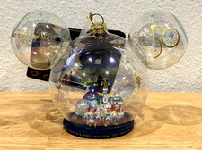 New WDW Walt Disney World 50th Anniversary Mickey Icon 4 Parks Glass Ornament picture