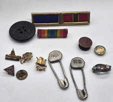 Vintage Military Insignia Lot WW1 WW11 Ribbon Bar Army Corp Engineers Pin Button picture