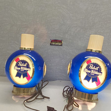 Vintage 1960s-1970s Pabst Blue Ribbon illuminating globe light pair picture