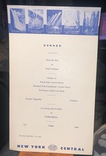 1947 New York Central System Railway Railroad Dinner Menu Niagara Falls, Chicago picture