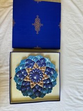 Vintage Persian Hand Painted Mandala Meenakari Plate Middle Eastern Folk Art picture