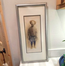 Framed & Matted Sepia Vintage Child Portrait Photograph, Paper, 9 x 21 in picture