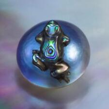 Blue Mabe Pearl with a Paua Abalone Shell Curare Poison Arrow Frog Carving 2.17g picture