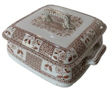 Antique Thomas Furnival MOROCCO Brown Transferware Tureen Victorian c1876-1890 picture