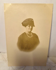 Vintage Sepia Portrait Photograph Print of Woman Wearing Hat, Single Piece picture