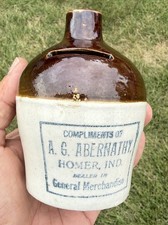 Antique Half Pint Advertising Mini Jug Bank A. G. Abernathy Store Homer Indiana picture