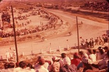 c1960's Ektachrome 35mm Slide Border Motorcycle Dirt Track Racing Spectators picture
