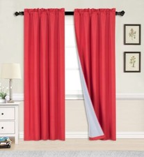2pc light blocking window curtain panel microfiber mate blackout solid R64 picture