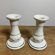 LONGABERGER POTTERY Pr. Candlesticks Vintage Woven Traditions Tapers picture