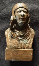 Vintage Charles Lindbergh “The Lone Eagle” John Terren 1975 Desk Bust + Clipping picture