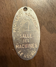 SS Normandie RARE Engine Room Key Metal Tag Fob 
