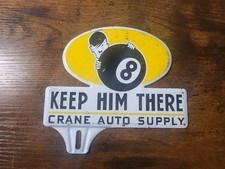 Authentic WWII WW2 Advertisement Anti Hitler Propaganda Car License Plate Topper picture