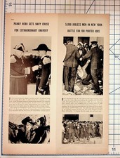 1938 Panay Incident Hero Navy Cross & NYC Jobless Riot Vintage Magazine Page picture