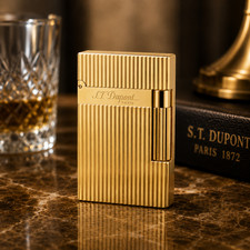 S.T. Dupont Ligne 2 Vertical Engraved Gold Lighter with Gift Box picture