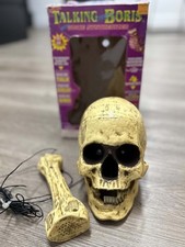 Vintage 1998 Talking Thru Boris Voice Synthesizer Animated Skull Halloween Prop picture