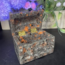 1.4LB 3.3'' Natural Yooperlite Box Carved Crystal Quartz Decor Reiki Energy picture