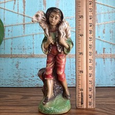 VTG  Shepherd Boy Carrying Sheep Religious Nursery Christmas Nativity Italy 5.5