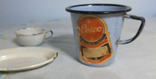 3 VTG Graniteware Salesman Sample Enamelware Measure Cup Mini Platter & cup Kids picture