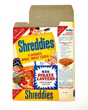 Vintage 1950s Nabisco Shreddies Cereal Box Pirate Lantern Premium Kids Food picture