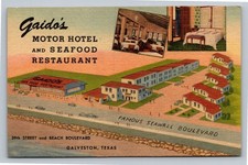 Gaido's Motor Hotel Restaurant Galveston Texas Seawall Vintage Postcard picture