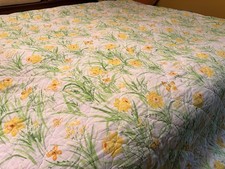VTG 70s MCM Sears Perma Prest Botanical Floral Quilted Bedspread 74”x104” Full picture