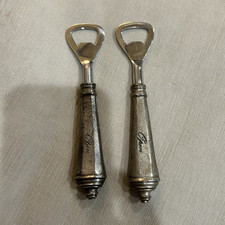 Lot of 2 Vintage Metal Beer Bottle Openers, Decorative Handles, Engraved picture