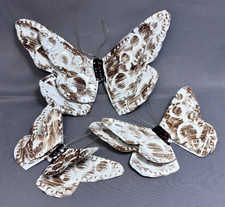 Vintage Set of 3 Tin Whitewashed Butterfly Butterflies Wall Art / Ornaments picture