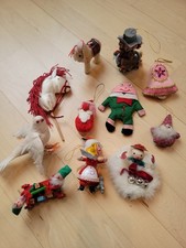 Lot Of Vintage Christmas Ornaments Various Materials Lot Of 11 picture