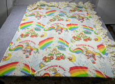 Vintage Rainbow Brite White Bed Sheet 1983 Hallmark Cards Colorful 44x55 Inches picture