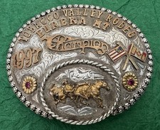 VTG 1991 Tobacco Valley Rodeo Champion Trophy Belt Buckle Eureka MT Western picture