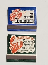 Vtg 2 1960s Matchbooks - BOOKBINDER'S Seafood Restaurant, Philadelphia, PA - NEW picture