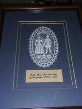 Betty Spooner Vintage Art Scripture Works Passments Wood Frame Lace Piece 11 X 9 picture