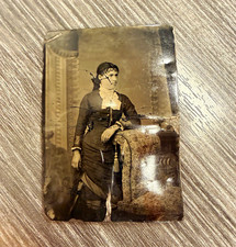 Sepia Portrait Photograph of Woman on Metal Plate, Original, Unframed picture