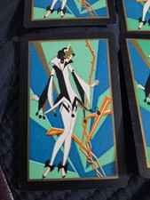 Vintage Linen Art Deco Lady Single Swap Playing Card Lot Of 4  picture