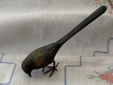 Vintage Bronze 5”  Robin /Sparrow Song Bird  With Long Tail Mid Century Japan picture