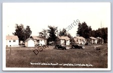 Michigan Rppc Postcard c1930-50s Warden's Lakeside Resort Long Lake Vintage Cars picture