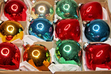 Lot Vintage 50's Blown Glass UFO Shaped DROP BALL Christmas Ornaments Paragon picture