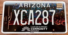 MINT, BEAUTIFUL GRAPHIC ARIZONA CANCER SUPPORT COMMUNITY LICENSE PLATE, XCA 287 picture