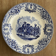 1800's NAPOLEON BONAPARTE Blue Transferware Keramis BF Belgium Collector plate picture