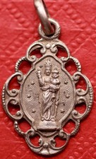 Italy Antique Religious Pendant Ricordo di Oropa 19th  Silver 20mm 1g picture
