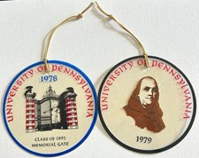 University of Pennsylvania (UPENN) Hanging Ornaments Lot of 2 1978/1979 VTG picture
